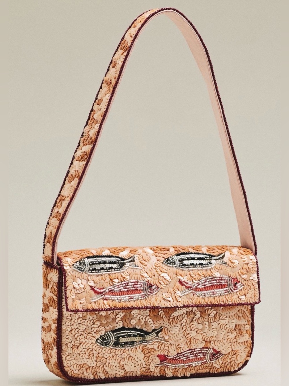 ANTHROPOLOGIE FIONA PINK SARDINES BAG NWT